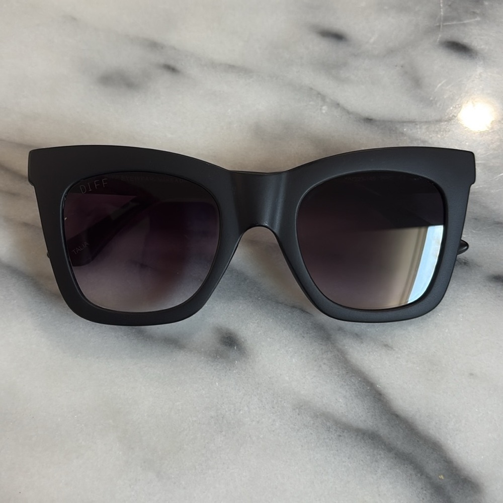 Diff Eyewear Black Frame Sunglasses with Gradient Smoke Lenses